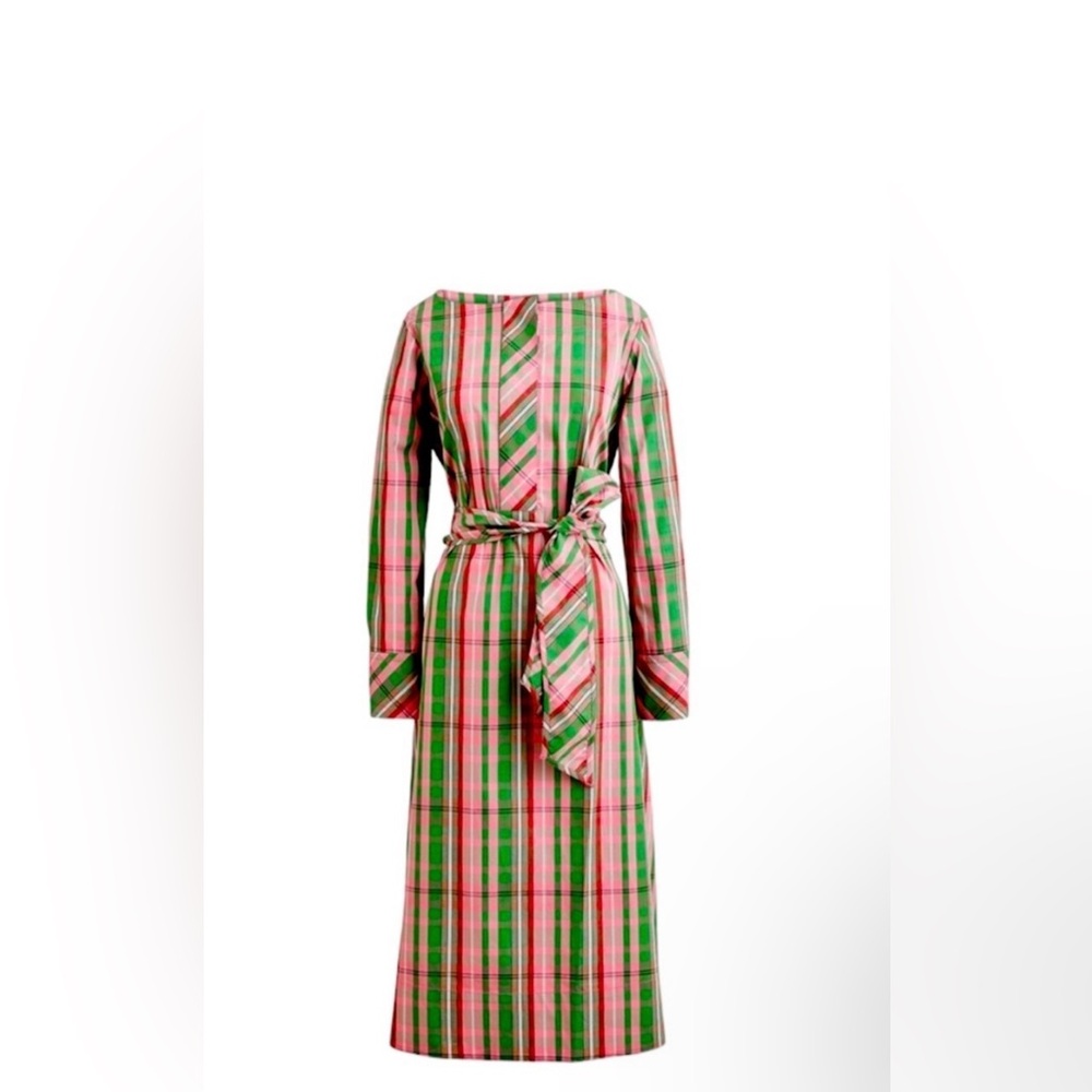 J.Crew Plaid Poplin Belted Dress